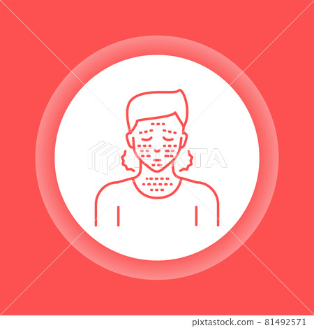 Skin rash color button icon. Dermatological diseases. Skin rash color button icon. Dermatological diseases. 81492571