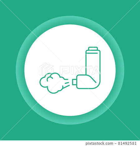 Throat spray color button icon. Pharmaceutical drug. Throat spray color button icon. Pharmaceutical drug. 81492581
