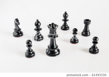 Black and white chess battle on white ,Chess victory,business concept. Black and white chess battle on white ,Chess victory,business concept. 81493330