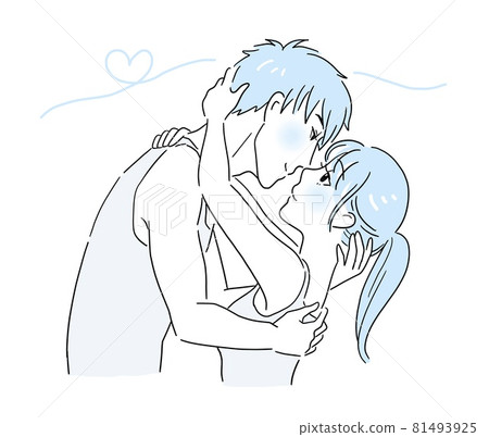 A couple of men and women trying to hug each other in their underwear and kiss A couple of men and women trying to hug each other in their underwear and kiss 81493925