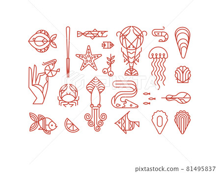 Art deco seafood signs 81495837