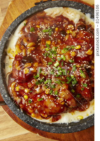 Korean food cheese corn chicken Korean food cheese corn chicken 81496586