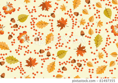 Autumn seamless pattern background with falling leaves. Vector Illustration 81497355