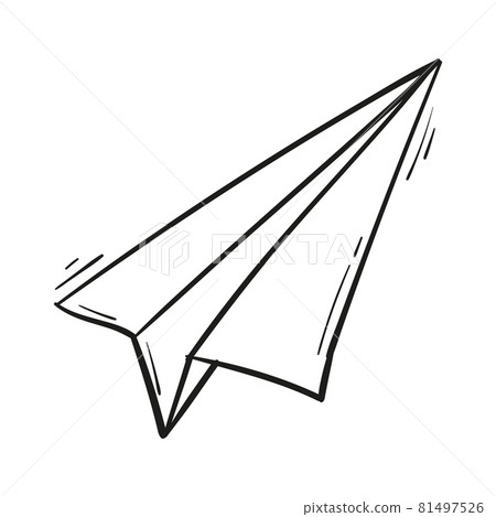 hand drawn paper plane icon in doodle style... - Stock Illustration ...