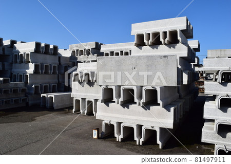 Stacked concrete products for civil engineering work Stacked concrete products for civil engineering work 81497911
