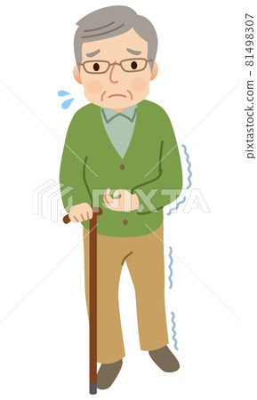 偏癱:拄著拐杖走路的老人 偏癱:拄著拐杖走路的老人 81498307