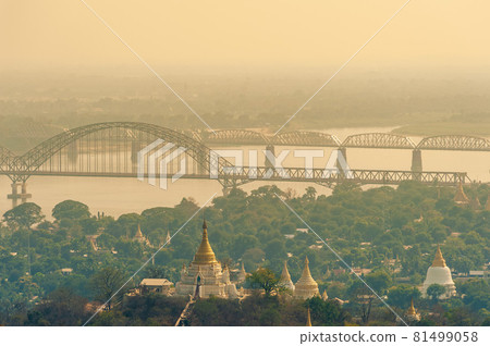 aerial view from the sagaing hill in Mandalay, Myanmar burma 81499058