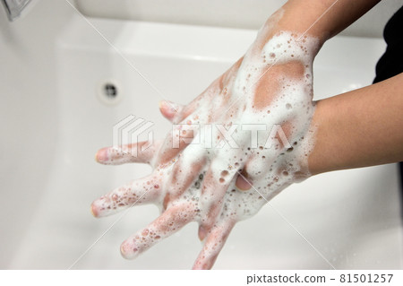 A woman who carefully wash her hands to prevent virus infection A woman who carefully wash her hands to prevent virus infection 81501257