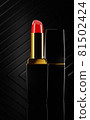 Red lipstick on the black background 81502424