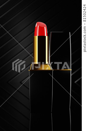 Red lipstick on the black background Red lipstick on the black background 81502424
