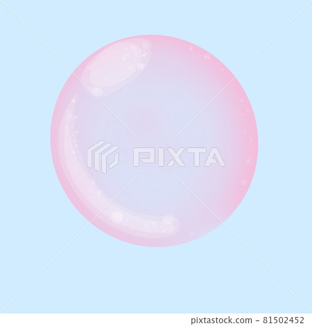 Pink realistic bubblegum bubble with sparkles hand drawn on blue background 81502452