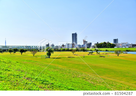 View around Kanamachi Station over the Edo River (Matsudo City, Chiba Prefecture) [2020.10] 81504287