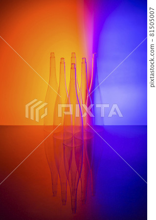 Abstract still life with transparent figures on color background 81505007