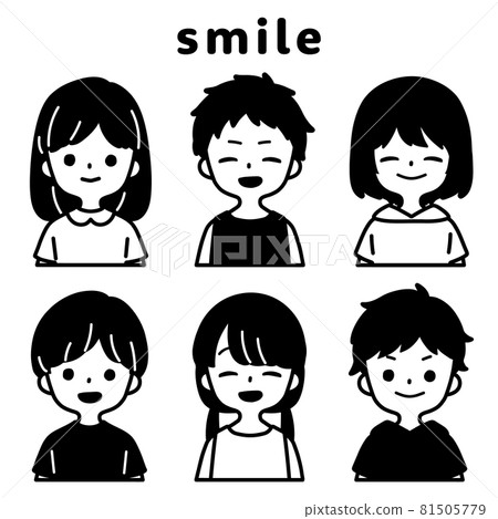Person illustration set_child_smile_monotone Person illustration set_child_smile_monotone 81505779