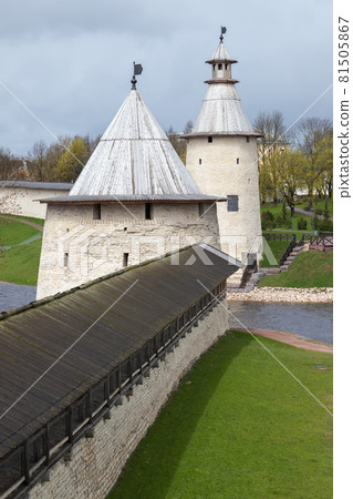 Kremlin of Pskov, Russia. Stone towers 81505867