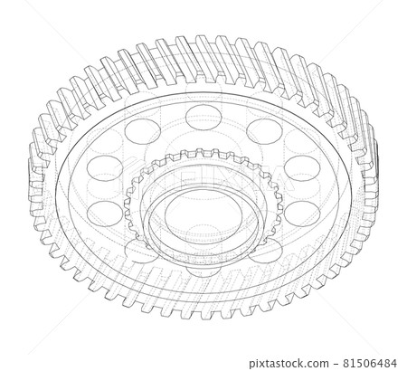 Gear wheel. Vector rendering of 3d Gear wheel. Vector rendering of 3d 81506484