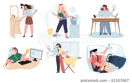 Flat cartoon successful characters,effective time management metaphor vector illustration concept Flat cartoon successful characters,effective time management metaphor vector illustration concept 81507067