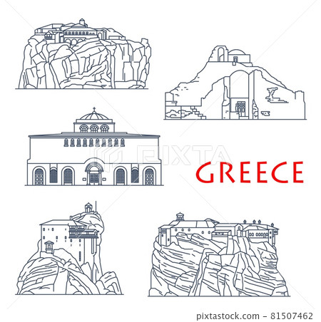Greece architecture, antique buildings landmarks 81507462