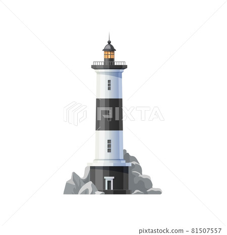 Sea lighthouse or ocean beacon icon 81507557