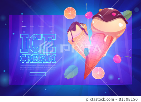 Ice cream banner with sundae in waffle cones Ice cream banner with sundae in waffle cones 81508150