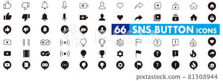 一組 SNS 圖標按鈕 81508944