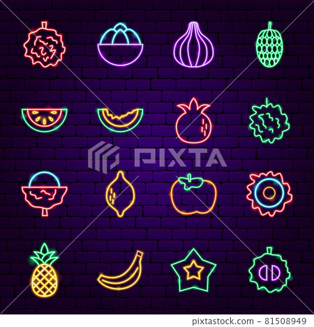 Tropical Fruit Neon Icons 81508949