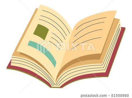 Open textbook or notebook with pictures vector 81508980