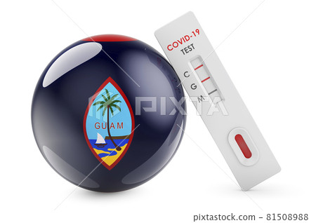 Diagnostic test for coronavirus in Guam. Antibody test COVID-19 with Guamanian flag, 3D rendering 81508988