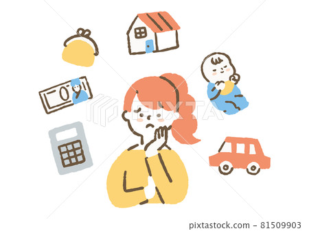 Mother worried about household budget Mother worried about household budget 81509903