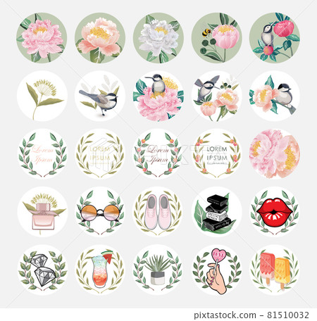 Vector illustration of the floral icon collection set, decorating with flowers and leaves. Design for invitation card, icon, sticker and blog, icon, floral, symbol, flower, illustration, decoration Vector illustration of the floral icon collection set, decorating with flowers and leaves. Design for invitation card, icon, sticker and blog, icon, floral, symbol, flower, illustration, decoration 81510032