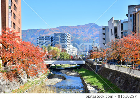 Around Chitose Bridge / Metoba River, overlooking the direction of Yohashira Shrine (Matsumoto City, Nagano Prefecture) [2019.11] 81510257