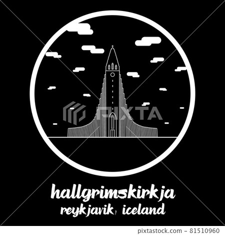 Circle icon line Hallgrimskirkja. vector illustration Circle icon line Hallgrimskirkja. vector illustration 81510960
