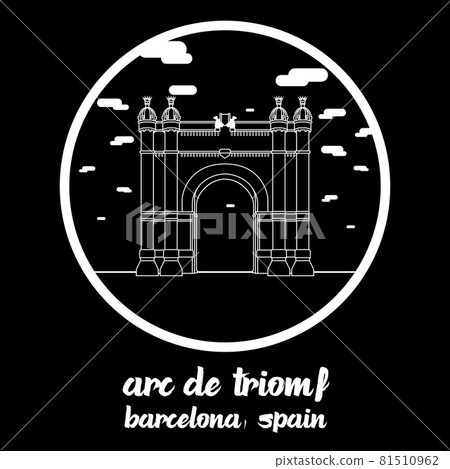 Circle icon line Arc de Triomf. Vector illustration Circle icon line Arc de Triomf. Vector illustration 81510962