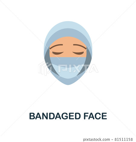 Bandaged Face flat icon. Colored sign from plastic surgery collection. Creative Bandaged Face icon illustration for web design, infographics and more 81511158