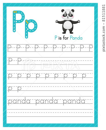 Trace letter P uppercase and lowercase. Alphabet tracing practice preschool worksheet for kids learning English with cute cartoon animal. Activity page for Pre K, kindergarten. Vector illustration Trace letter P uppercase and lowercase. Alphabet tracing practice preschool worksheet for kids learning English with cute cartoon animal. Activity page for Pre K, kindergarten. Vector illustration 81511881