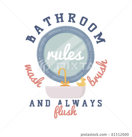 Bathroom Lettering with Washing Inscription and... - Stock Illustration ...
