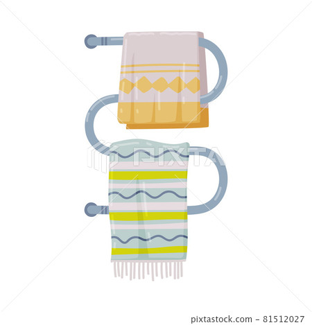 Towel Rails Radiator or Heated Towel Rail with Hanging Towels Vector Illustration 81512027
