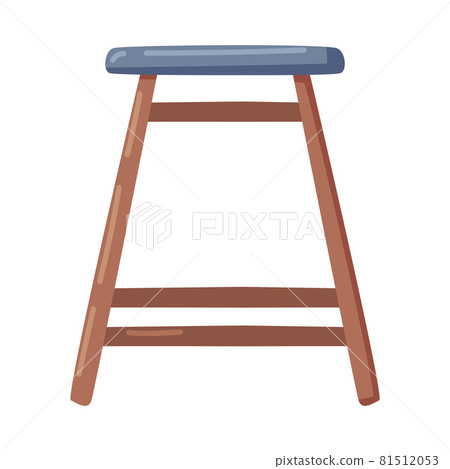 Wooden Four-legged Stool as Seat Furniture Vector Illustration 81512053