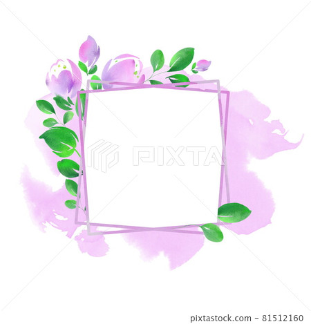 Elegant flower frame for your design. Watercolor illustration. Hand drawing. Ideal for postcards, invitations, and business cards. 81512160