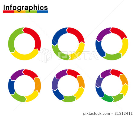 Infographics ｜ Pie chart chart with 3 to 8... - Stock Illustration ...