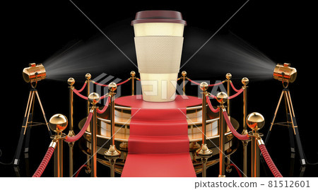 Podium with cup of coffee or tea, 3D rendering Podium with cup of coffee or tea, 3D rendering 81512601