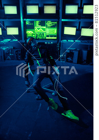 Cyber man has been in virtual reality for too long. Cyber man has been in virtual reality for too long. 81512923