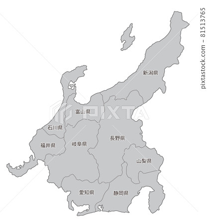 Japan region division _ Chubu _ prefecture name entered _ gry 81513765