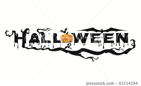 Abstract Happy Halloween Party Text Banner, Template Text for Halloween party. Vector illustration 81514294