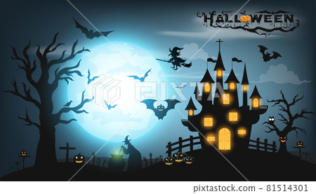 Happy Halloween background with pumpkin ghost,... - Stock Illustration  [81514301] - PIXTA