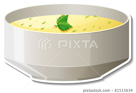 Bowl of soup sticker on white background 81515634