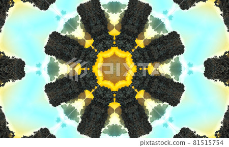 Smart grey and light blue circular ornament in the form of a stylized flower. Kaledoscope pattern for manufacturing of packaging, scrapbooking, gift wrapping, books, booklets, albums Smart grey and light blue circular ornament in the form of a stylized flower. Kaledoscope pattern for manufacturing of packaging, scrapbooking, gift wrapping, books, booklets, albums 81515754