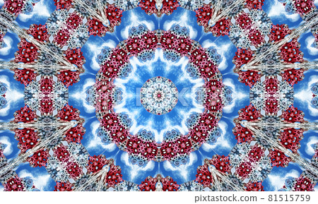 Snowflakes on blue sky background, christmas knitting seamless pattern with snowflakes. Knitted red sweater design. Traditional knitted ornamental pattern Snowflakes on blue sky background, christmas knitting seamless pattern with snowflakes. Knitted red sweater design. Traditional knitted ornamental pattern 81515759