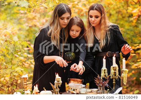 Witches preparing witch potion on Halloween day Witches preparing witch potion on Halloween day 81516049