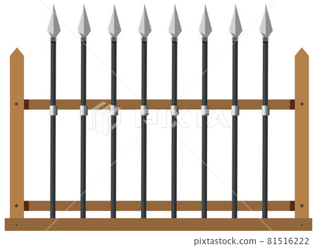 Medieval weapon rack on white background Medieval weapon rack on white background 81516222